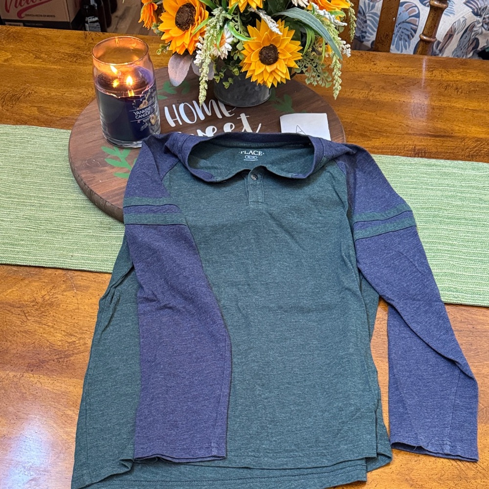 The Children's Place Teal and Navy Long Sleeve Tee